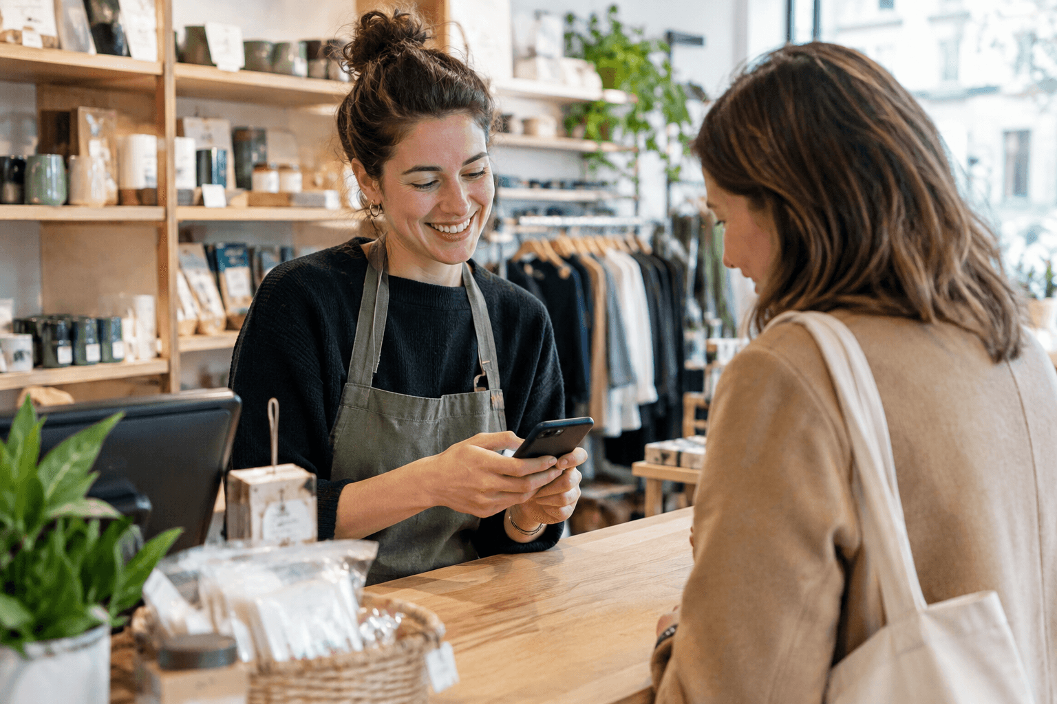 Escena de comercio local relacionada con Cómo avisar de novedades y promociones a tus clientes sin saturarlos: permiso, segmentación y frecue